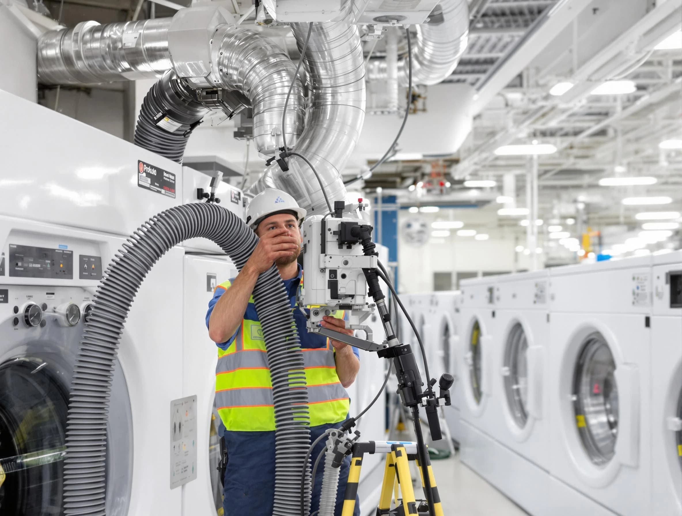 Fairmount Dryer Vent Cleaning team performing commercial-grade dryer vent cleaning at a business facility in Fairmount