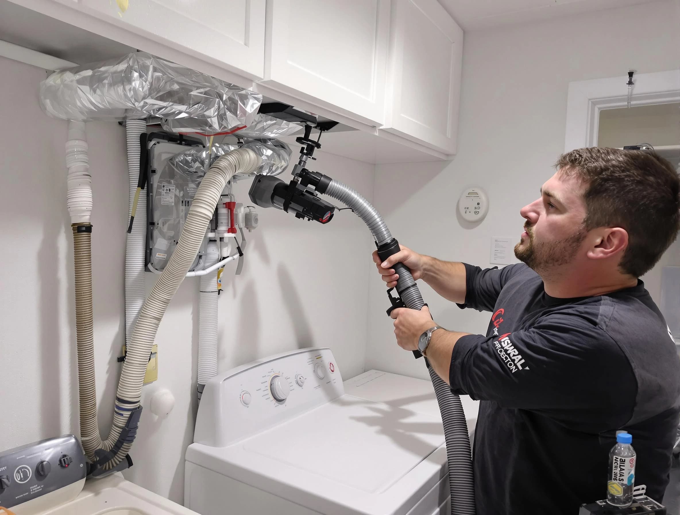Fairmount Dryer Vent Cleaning certified technician performing safety-focused gas dryer vent cleaning in Fairmount